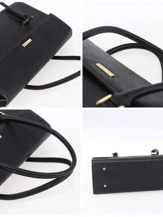 BURBERRY Hand Bag Leather Black Silver Auth ep13523 - Picture 10 of 11